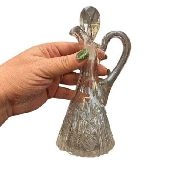 Vintage Clear Cut Glass Cruet With Stopper - Picture 2 of 9
